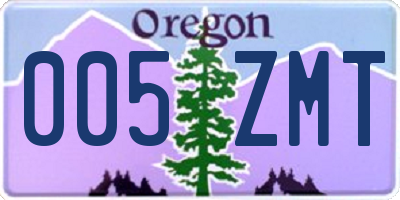 OR license plate 005ZMT
