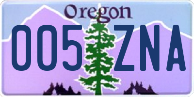 OR license plate 005ZNA
