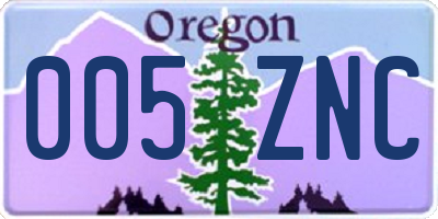 OR license plate 005ZNC
