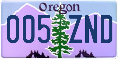 OR license plate 005ZND