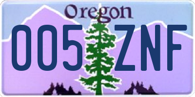 OR license plate 005ZNF