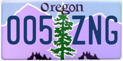 OR license plate 005ZNG