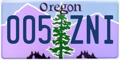 OR license plate 005ZNI