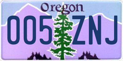 OR license plate 005ZNJ
