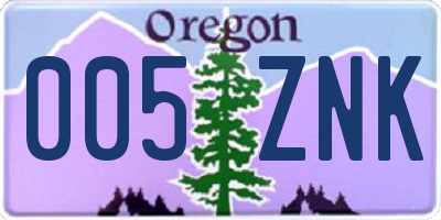 OR license plate 005ZNK