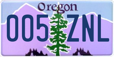 OR license plate 005ZNL