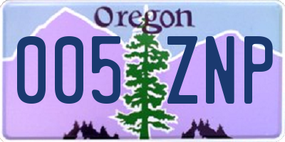 OR license plate 005ZNP