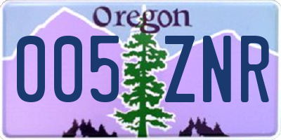 OR license plate 005ZNR