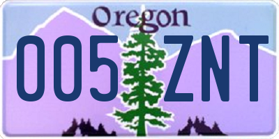 OR license plate 005ZNT