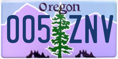 OR license plate 005ZNV