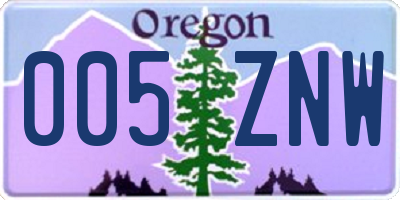 OR license plate 005ZNW