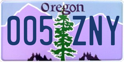 OR license plate 005ZNY
