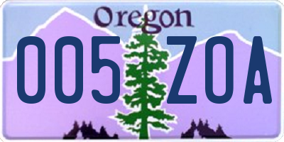 OR license plate 005ZOA