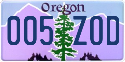 OR license plate 005ZOD