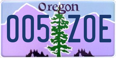 OR license plate 005ZOE