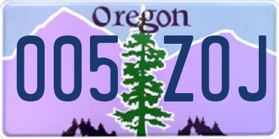 OR license plate 005ZOJ