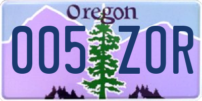 OR license plate 005ZOR