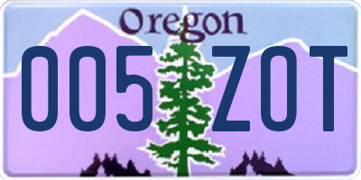 OR license plate 005ZOT