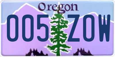 OR license plate 005ZOW