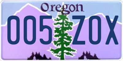 OR license plate 005ZOX