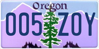 OR license plate 005ZOY