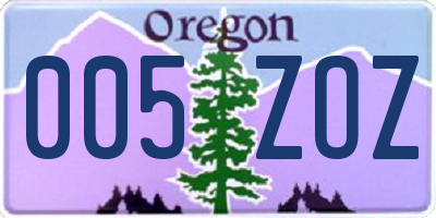OR license plate 005ZOZ