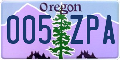 OR license plate 005ZPA