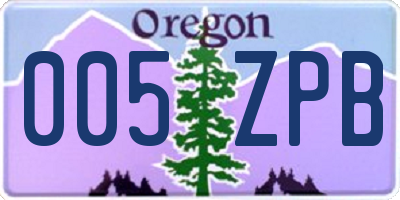 OR license plate 005ZPB
