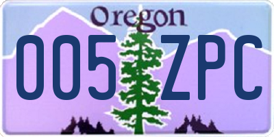 OR license plate 005ZPC