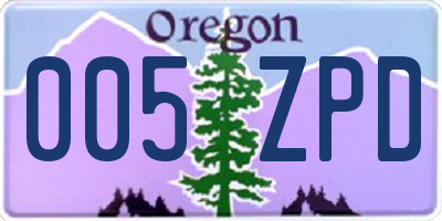 OR license plate 005ZPD