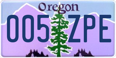 OR license plate 005ZPE