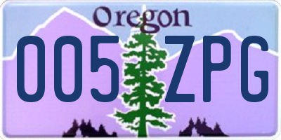 OR license plate 005ZPG