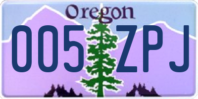 OR license plate 005ZPJ