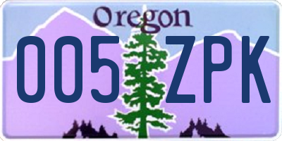 OR license plate 005ZPK