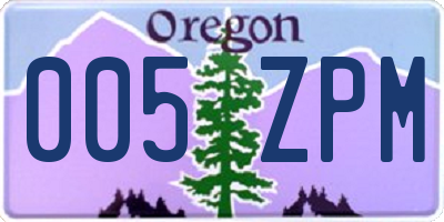 OR license plate 005ZPM