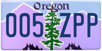 OR license plate 005ZPP