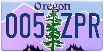 OR license plate 005ZPR
