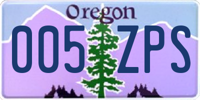 OR license plate 005ZPS