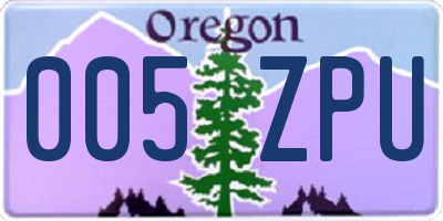 OR license plate 005ZPU