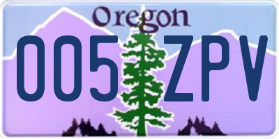 OR license plate 005ZPV