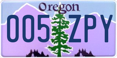 OR license plate 005ZPY