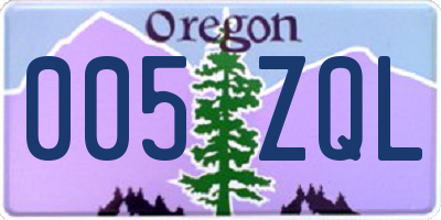 OR license plate 005ZQL