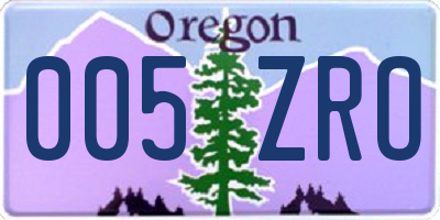 OR license plate 005ZRO