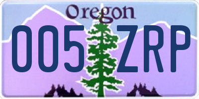 OR license plate 005ZRP
