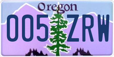 OR license plate 005ZRW