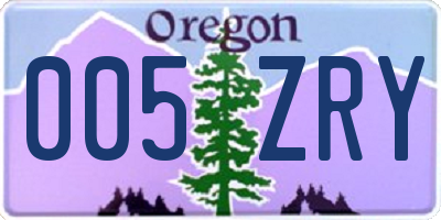 OR license plate 005ZRY