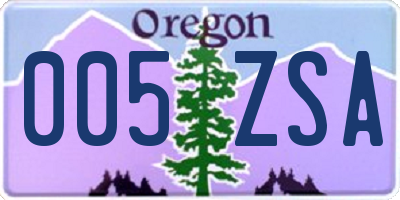 OR license plate 005ZSA