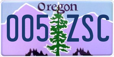 OR license plate 005ZSC