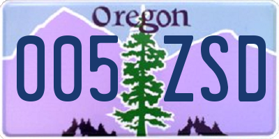 OR license plate 005ZSD