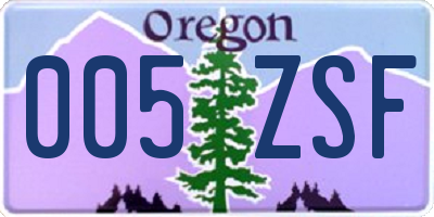 OR license plate 005ZSF